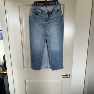 Liverpool Women's Blue Denim Jeans  Maxi Skirt With Front Slit